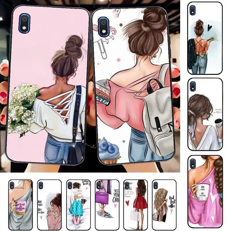 Café de mode femmes filles étui de téléphone pour Samsung A51 01 50 71 21S 70 31 40 30 10 20 S E 11 91 A7 A8 2018