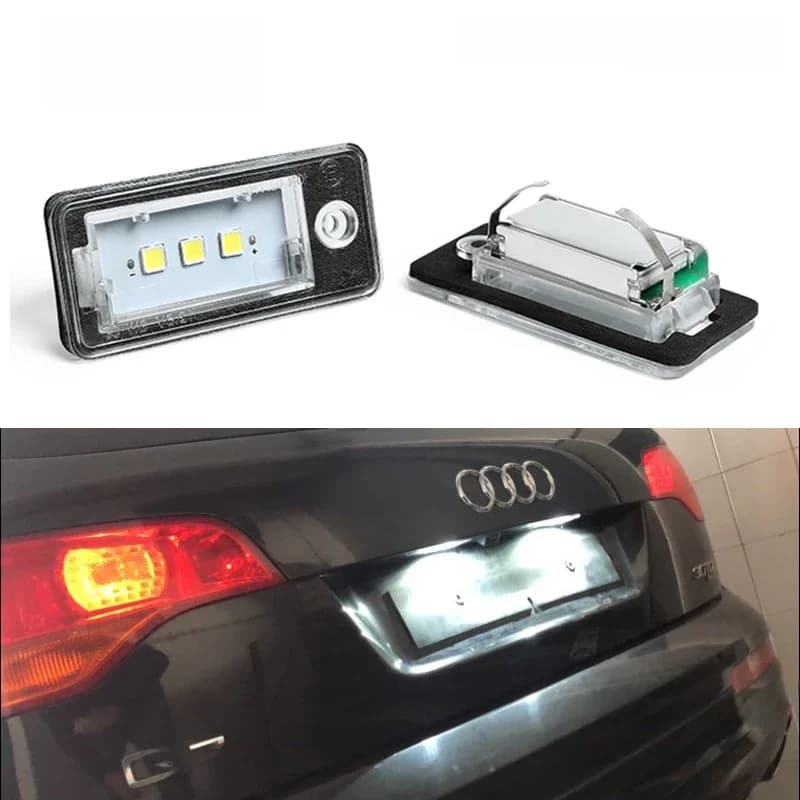 Module de plaque d'immatriculation à LED sans erreur, 2 pièces, lumière blanche, pour Audi Q7 4L A3 8P A4 S4 RS4 B6 B7 A5 A6 C6 RS6 A8 S8 D4
