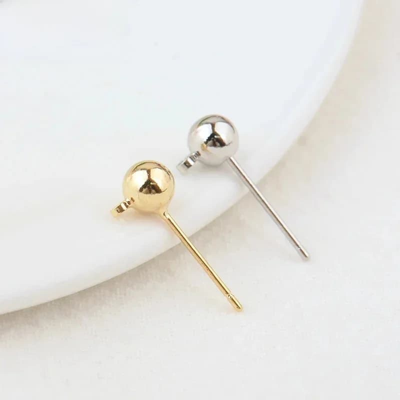 (2184) 3MM 4MM 5MM 24K couleur or laiton boule ronde boucles d'oreilles boucle d'oreille Clip de haute qualité bijoux à bricoler soi-même faisant des résultats