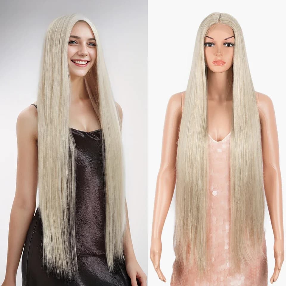 FREEDOM – perruques synthétiques à dentelle frontale pour femmes, perruques droites à dentelle synthétique de 38 pouces, perruques de Cosplay longues blondes roses