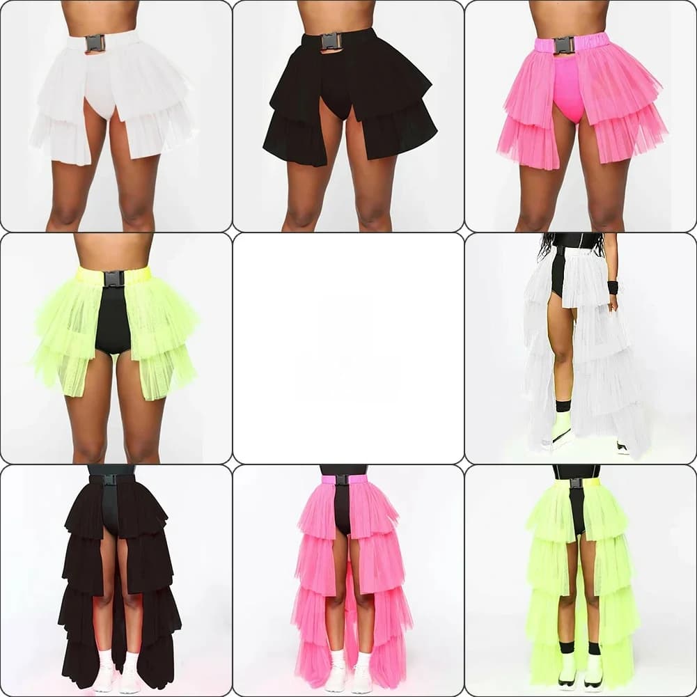 Jupe Tutu en maille et Tulle pour femmes, jupe haute et basse, jupon de danse, sous-jupe moelleuse, Clubwear, robe de soirée