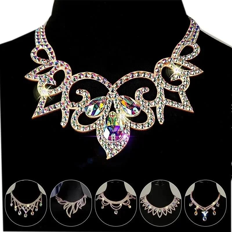 Collier en strass cristal fait à la main, bijoux pour spectacles de danse du ventre, accessoires de danse gitane colorés