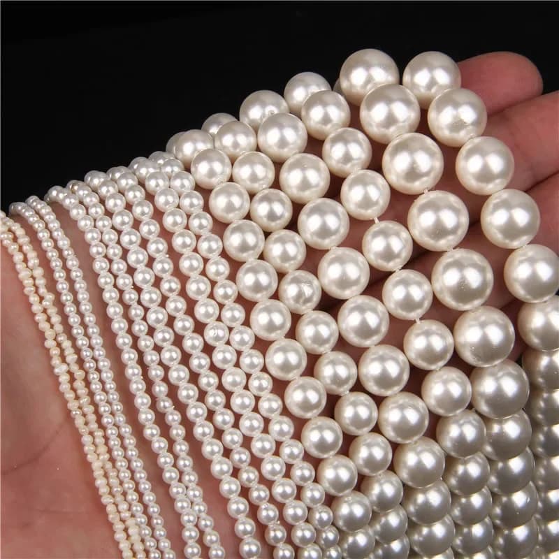 Perles d'imitation blanches rondes en coquillage naturel d'eau douce, 2-12mm, perles amples pour la fabrication de bijoux, Bracelet et collier à faire soi-même