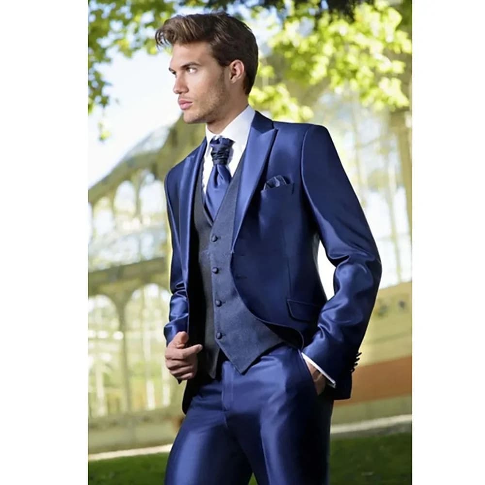 Costume 3 pièces pour hommes, sur mesure, bleu vif, nouvelle collection 2019