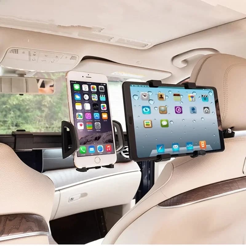 360 ° Support de siège de téléphone de voiture, support d'oreiller arrière, supports rotatifs deux en un au même temps, conception pour tablette