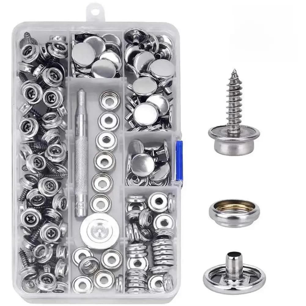 10/50 ensembles en acier inoxydable de qualité Marine toile et tissus d'ameublement couvercle de bateau bouton pression Kit de fixation 15mm vis boutons-pression avec outil
