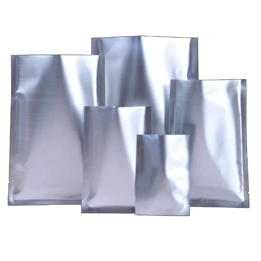 Sac en aluminium mat à dessus ouvert, 100 pièces, encoche de déchirure, jetable, thermoscellé sous vide, aliments, collation, haricots, bonbons, biscuits, pochettes d'emballage