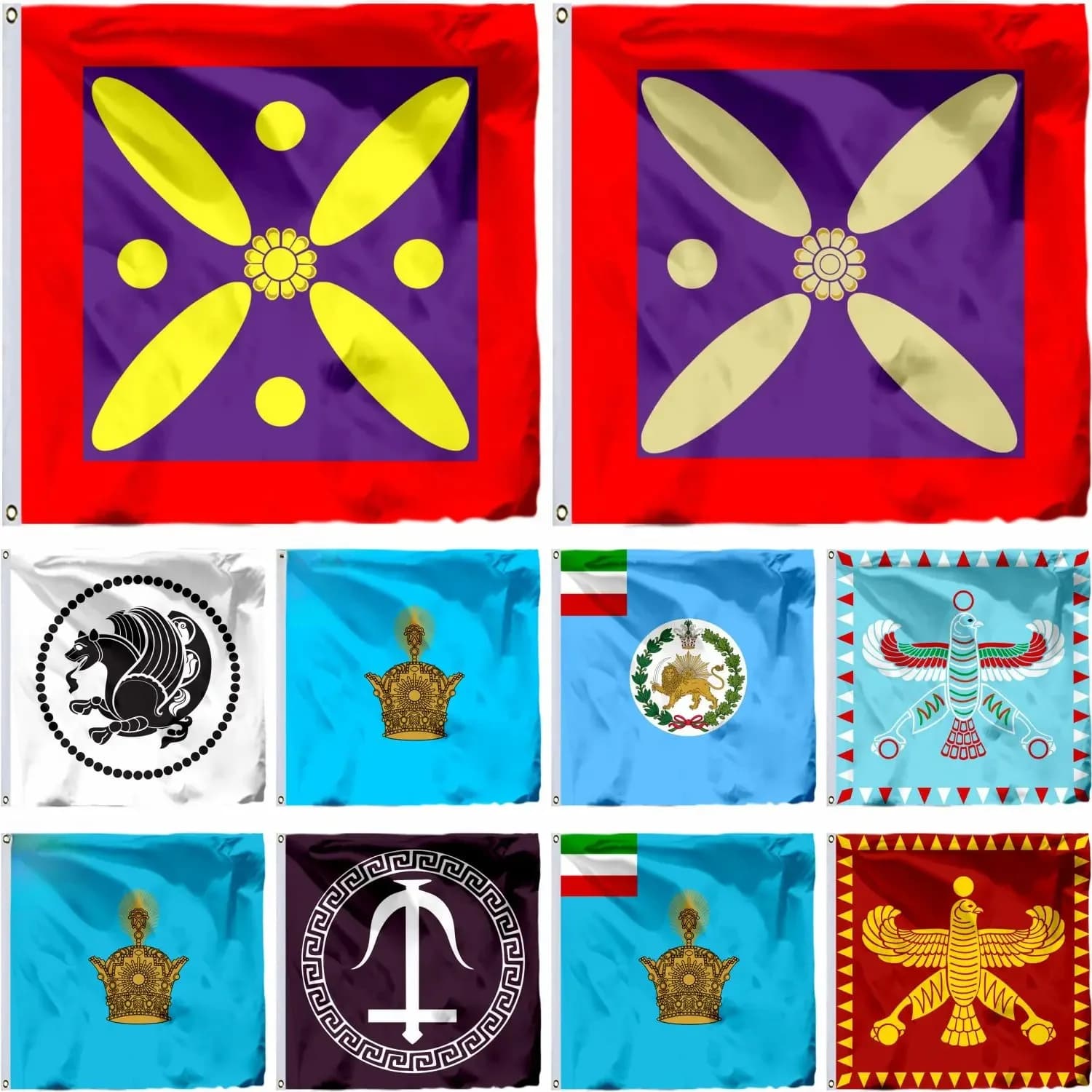 Drapeau de Perse Cyrus le Grand 21x21cm 2x2ft 3x3ft 4x4ft Drapeaux Derafsh Kaviani Bannière de l'Empire Sassanide Ultime Vali Adh Iran