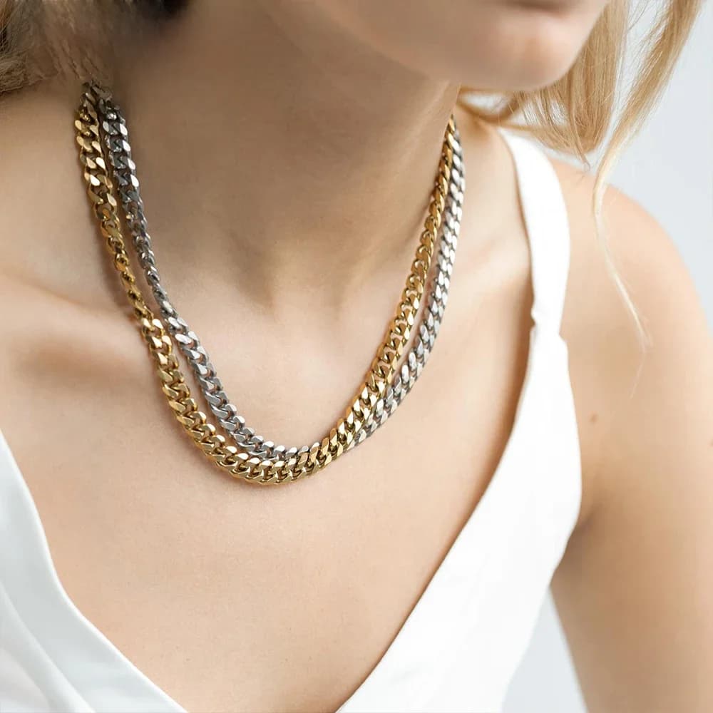 EMANCO Collier chaîne cubaine pour homme en acier inoxydable, ras de cou pour femme, bijoux hip-hop punk 2MM/3MM/4MM/6MM/8MM