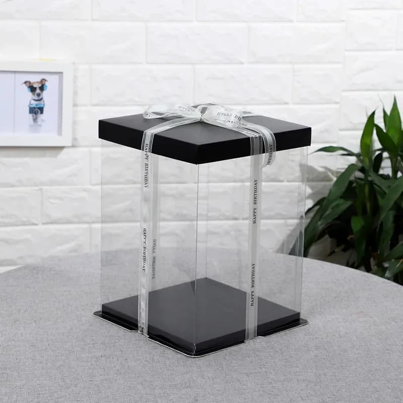 Coffrets cadeaux transparents en PVC, boîte d'emballage de fleur de rose et d'ours, bricolage, jouet transparent, boîte à gâteaux pour Noël, anniversaire, fournitures de mariage, 20 cm, 28cm