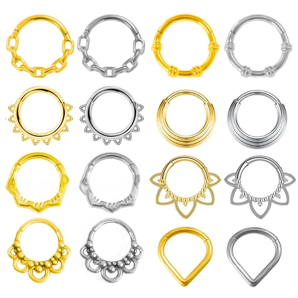 Tournesol Septum Piercing Clicker oreille Cartilage Helix Tragus Daith boucle d'oreille cerceau 316L acier inoxydable corps bijoux nez anneau
