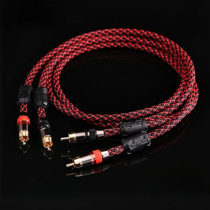 DIYLIVE 1 Paire de câbles d'interconnexion 2 RCA vers 2 RCA 6N OFC Mâle-Mâle Câble Audio Stéréo HIFI pour Amplificateur DAC TV Audio de Voiture