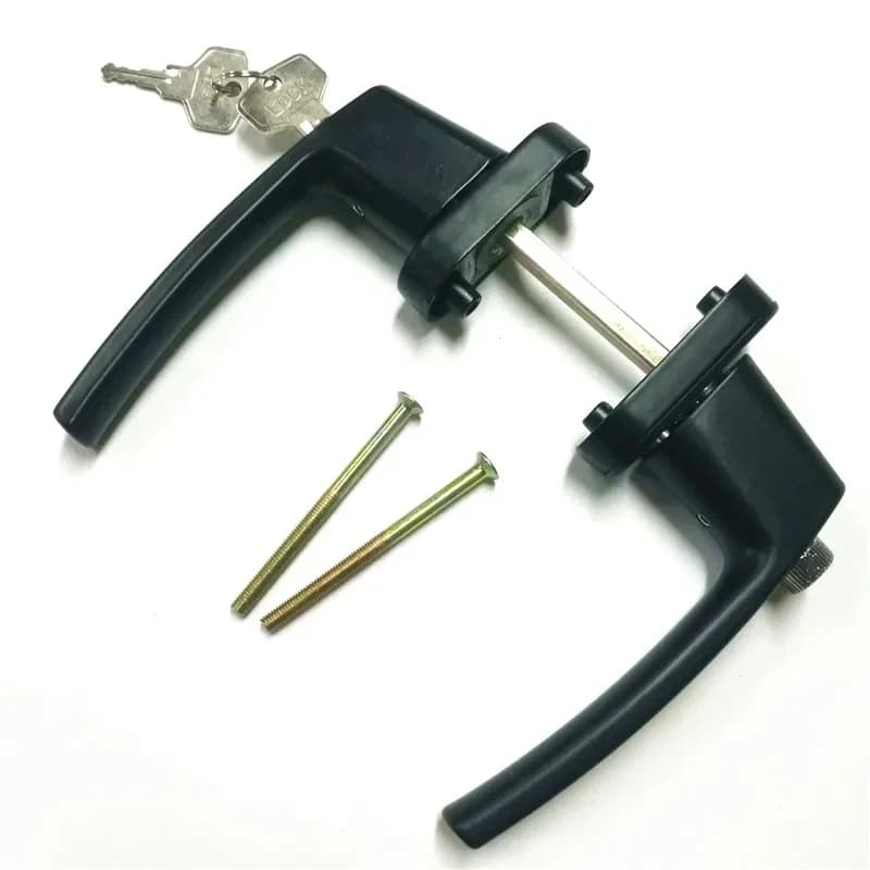 Poignée de porte coulissante double face en acier et plastique, 55-65MM, avec serrure à clé