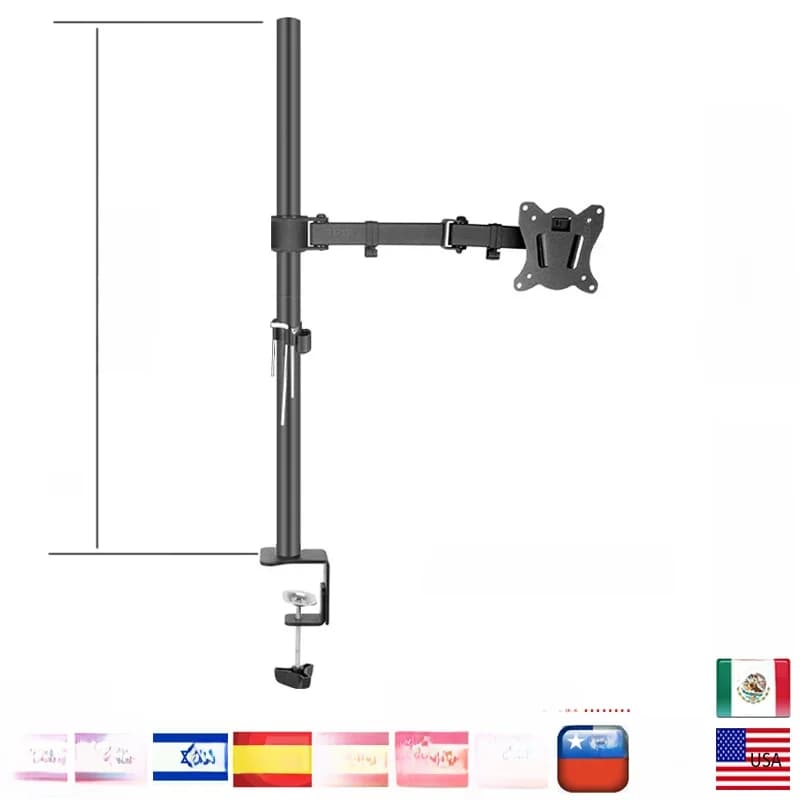Support de bureau T902-180 1200mm 800mm, bras de fixation pour moniteur en acier à mouvement complet 360 degrés, base à pince pour écrans de 10'-27', charge maximale 11kg