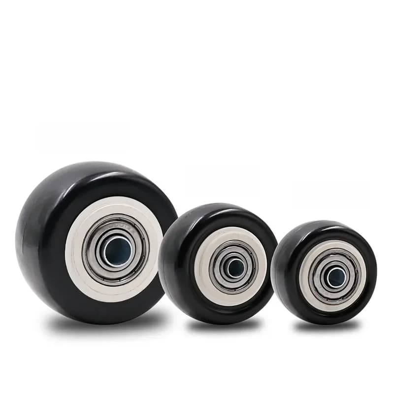 Roulettes en caoutchouc de remplacement pour meubles de chariot, roue simple, noir, 1.5 po, 2 po, 2/2 po, 4 pièces
