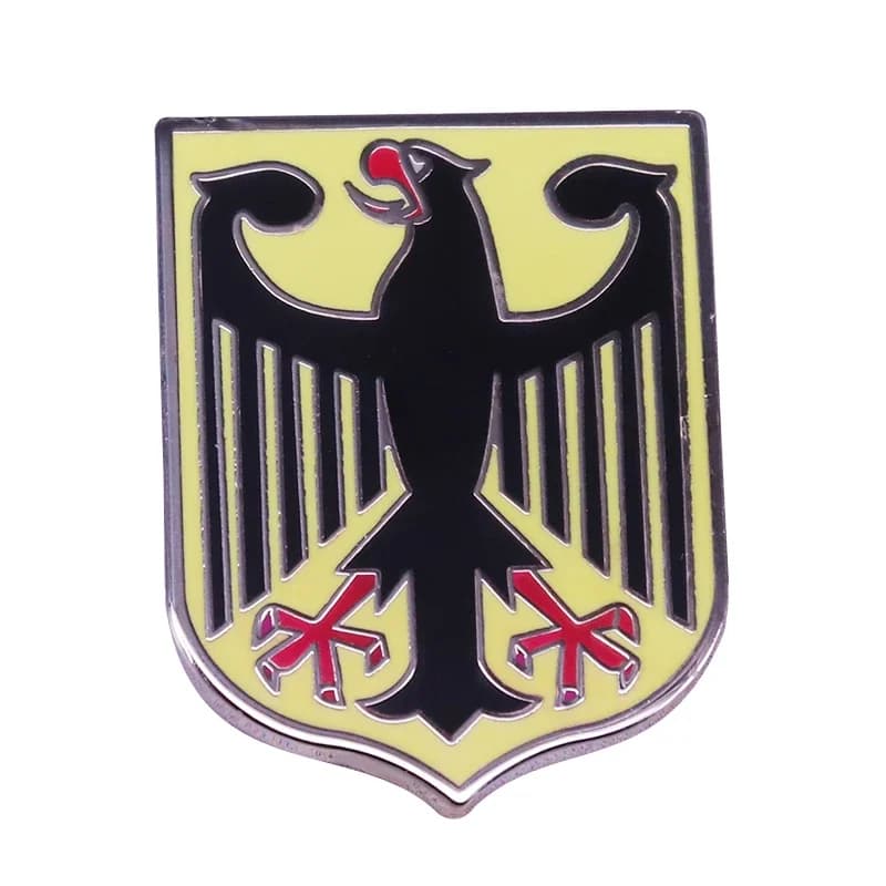 Broche en émail aigle noir et rouge allemand, Badge de bouclier jaune pour manteau à revers, écharpe, pull, Collection d'amoureux