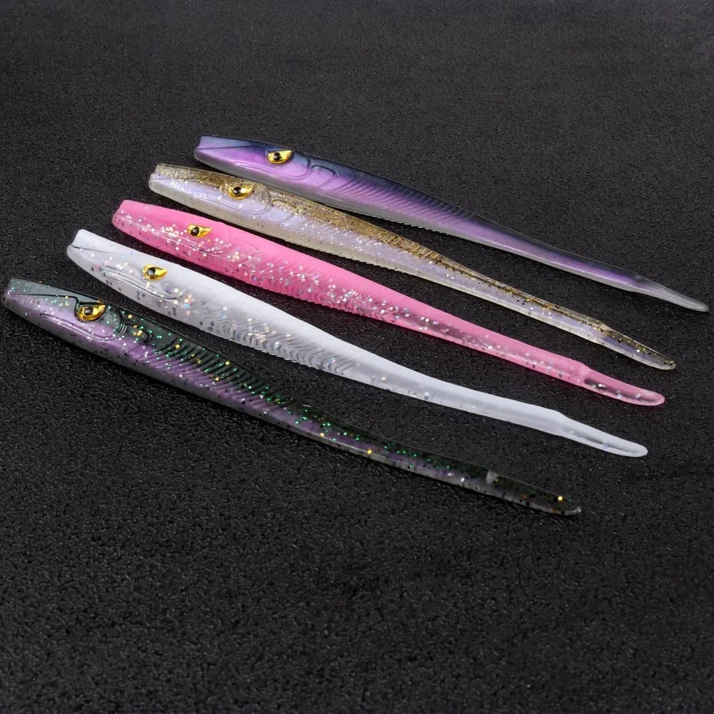 TEUKIM-Leurre de pêche souple SlDPSoft, appâts artificiels, vers Plas souples, alose, anguille, bar, poisson grossier, matériel de pêche, 130mm, 3.8g, 6 pièces par sac
