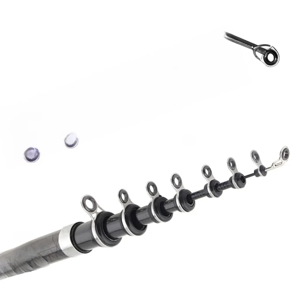 8 pièces/lot Guides de canne à pêche ensemble conseils tailles mixtes 6X5 6 7 8 9 10 11mm roche télescopique canne à pêche en mer anneaux de guidage outil de réparation