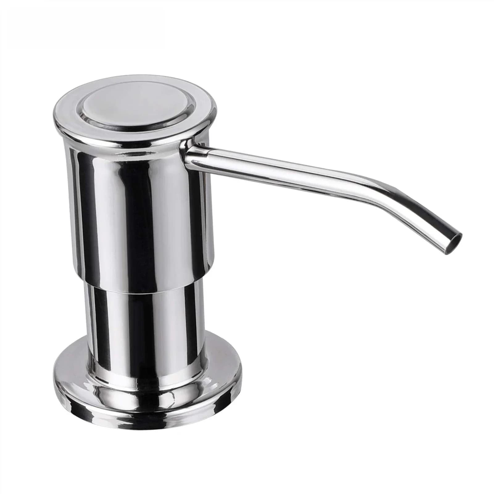 Distributeurs de savon liquide Samodra avec bouteille de 500ml, pompe en acier inoxydable pour évier de cuisine, distributeur de savon chromé/Nickel intégré