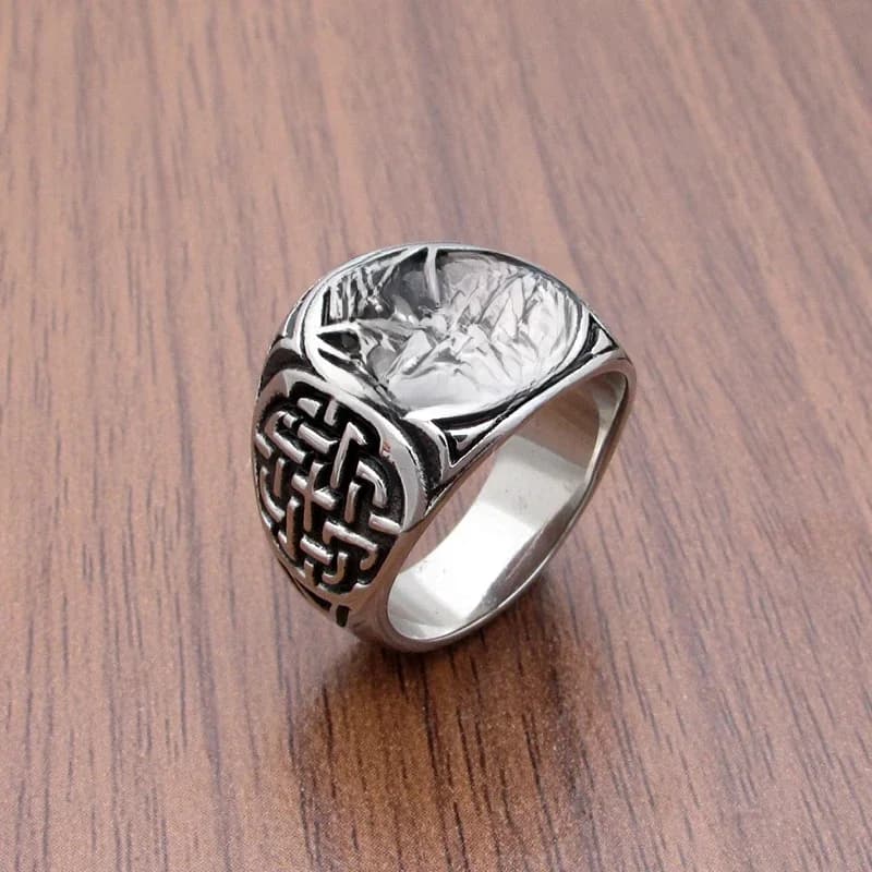 Bague en acier inoxydable avec symboles slaves du soleil, bijoux Pprédéterminée uniques, ornement magnifique, document en argent, Kolovrat, punk