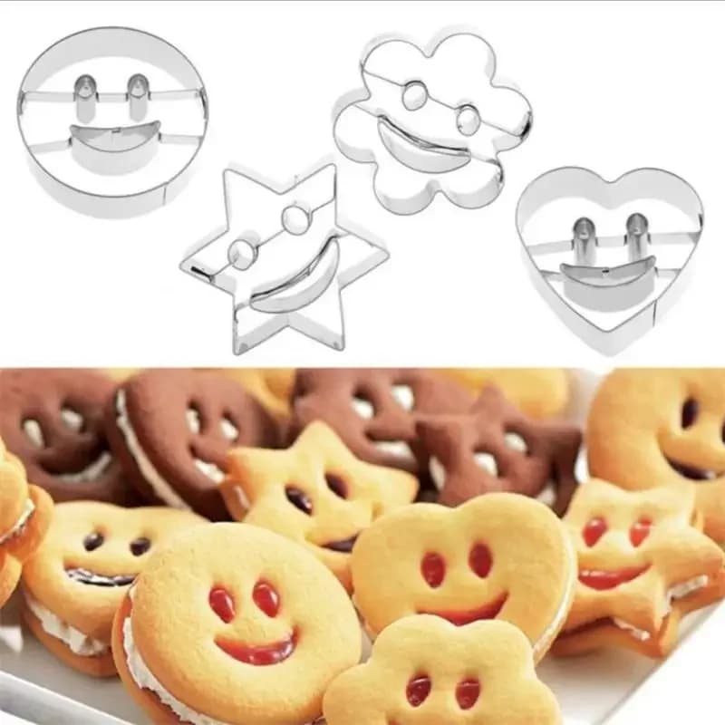 Moule à biscuits en acier inoxydable, 4 pièces, moule à gâteau en fondant, outils de cuisson, moule à biscuits en sucre, outil à pâtisserie
