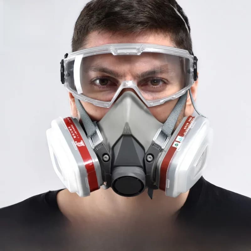 Masque à gaz anti-poussière 6200 7 en 1, demi-visage, respirateur réutilisable, double filtres P-A-1, lunettes de sécurité pour la peinture, la pulvérisation, Protection pour les travaux