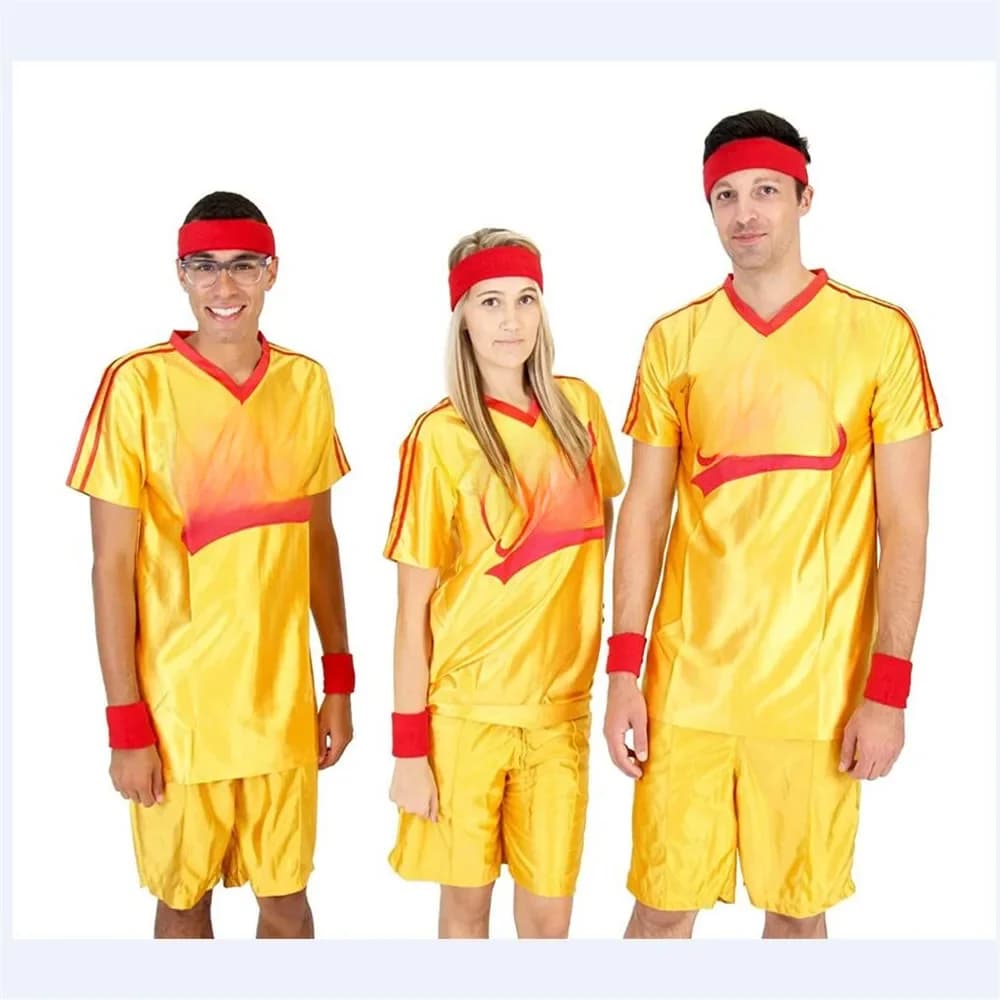 Costume de cosplay Dodgeball pour adultes, tenue d'Halloween, maillot jaune, A True Underdog Story, ensemble moyen
