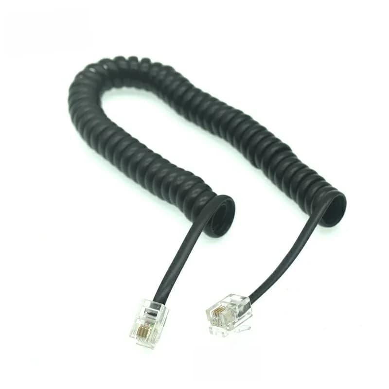 6,5 pieds mâle RJ11 à RJ11 téléphone combiné rallonge bobine câble cordon ligne fil plomb téléphone rallonge ligne câble noir