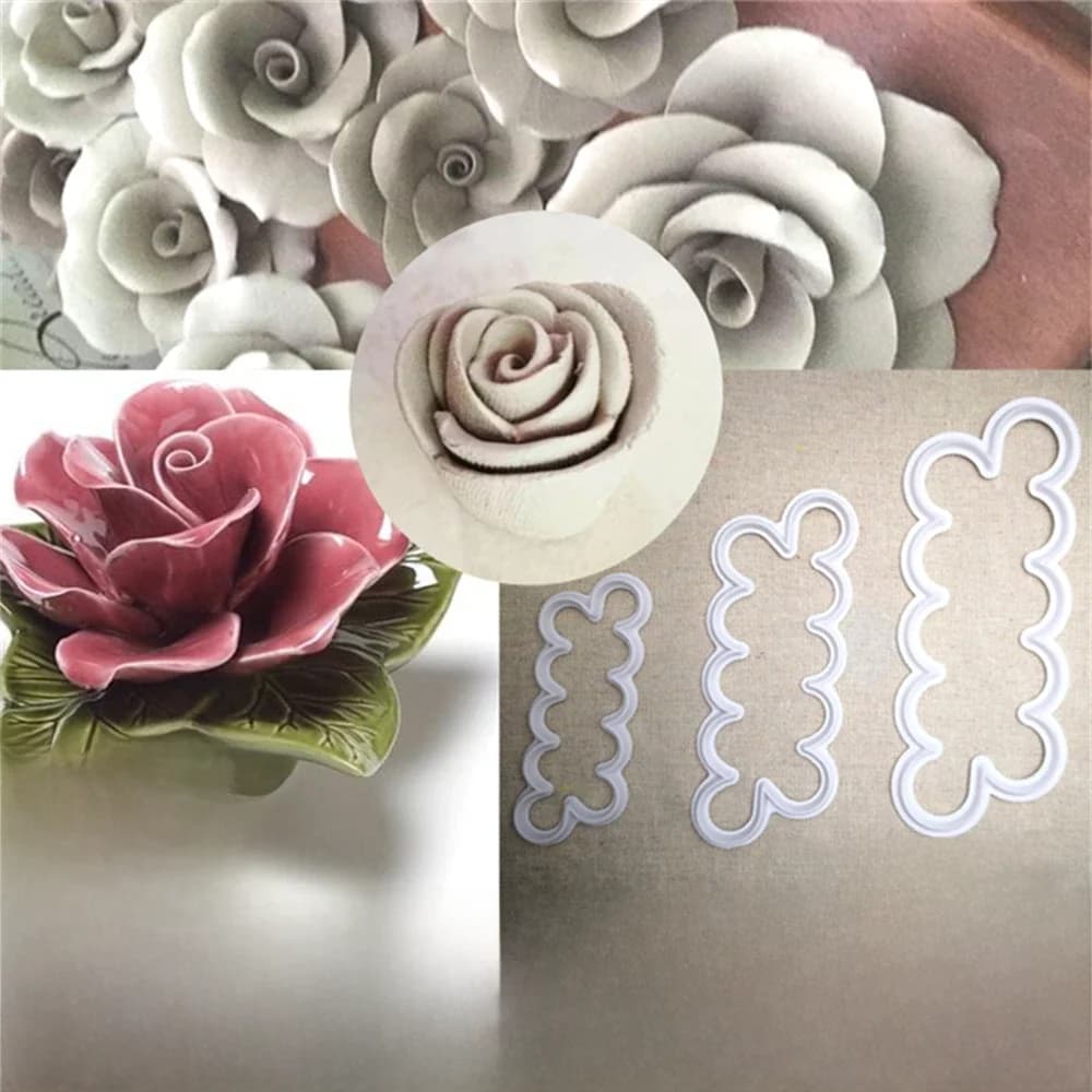 Moule de poterie 3D, fleur de Rose, accessoires d'outils en argile, moule d'impression pour poterie en argile, travail fait à la main