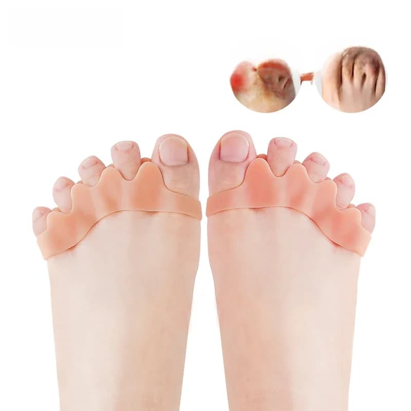 Séparateur d'orteils en Gel de Silicone, 2 pièces, 5 trous, Hallux Valgus, protecteur orthopédique, correcteur de pouce, entretoises, soulagement d'oignon, outils de soins des pieds