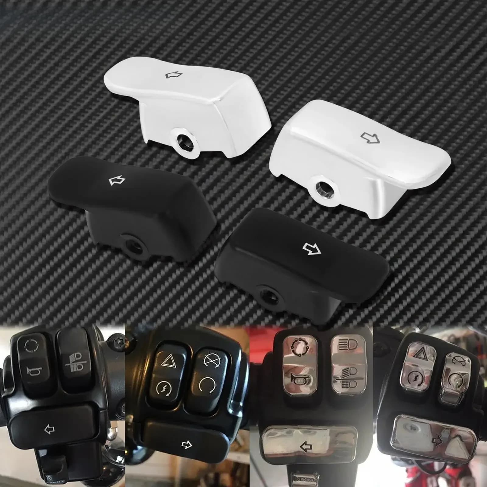 Capuchons d'extension de clignotants de moto, bouton de commutation, couvercle arc-en-ciel, noir chromé, Harley Sportster ocia Fat Bob FXDF Softail, 2 pièces