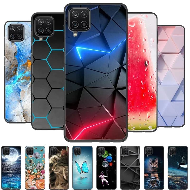 Pour Samsung Galaxy A12 étui couverture de téléphone silicone souple arrière étuis pour Samsung A12 étui chat mode pare-chocs pour Samsung A 12 Coque