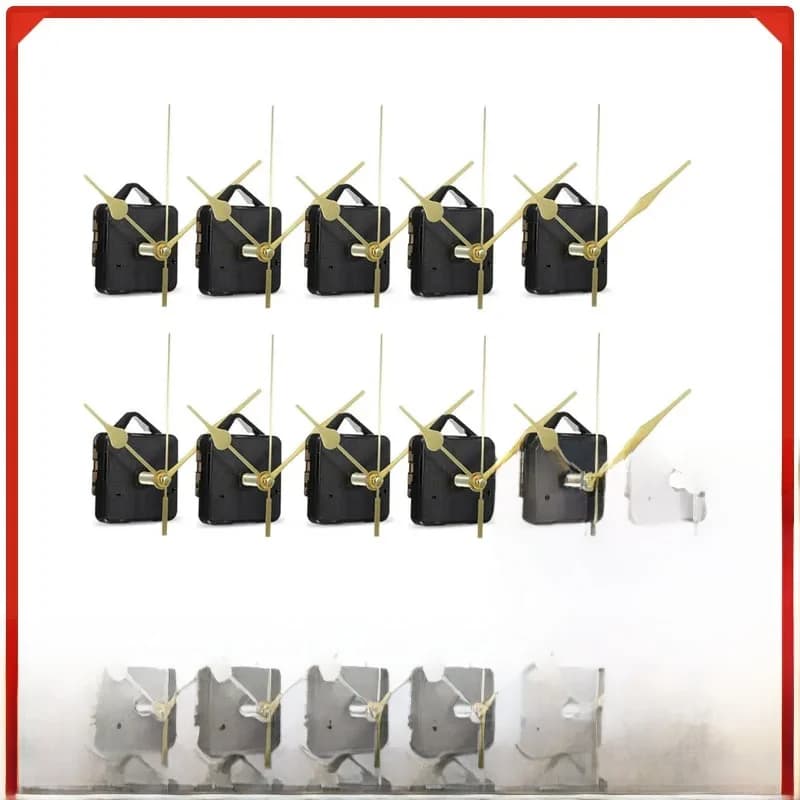Mécanisme de mouvement d'horloge à quartz mural silencieux, aiguilles de broche, outils de réparation, kit de pièce, bricolage, 10 pièces