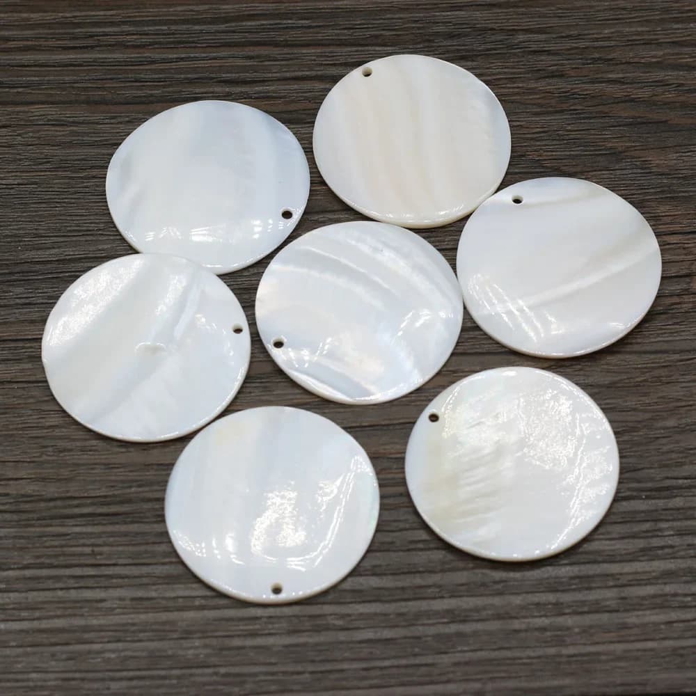 Pendentif rond en nacre blanche d'eau douce naturelle, 10 pièces, pour la fabrication de bijoux, collier, boucle d'oreille, cadeau pour femmes