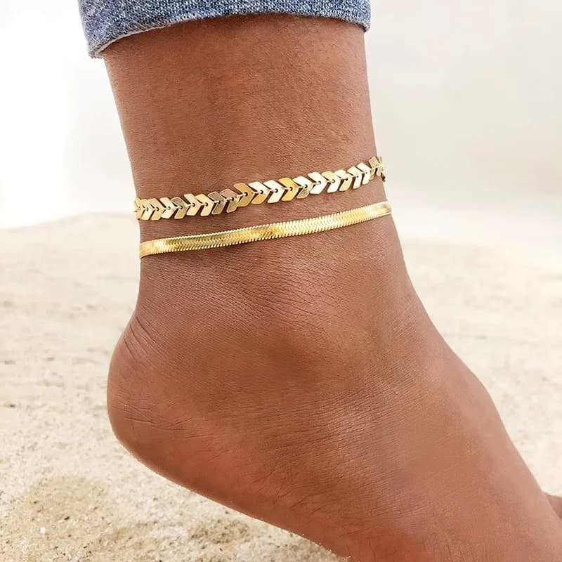 Bracelets de cheville à chaîne serpent en acier inoxydable pour femmes, Bracelet de jambe de pied de plage océan d'été, bijoux cadeau pour mère et fille
