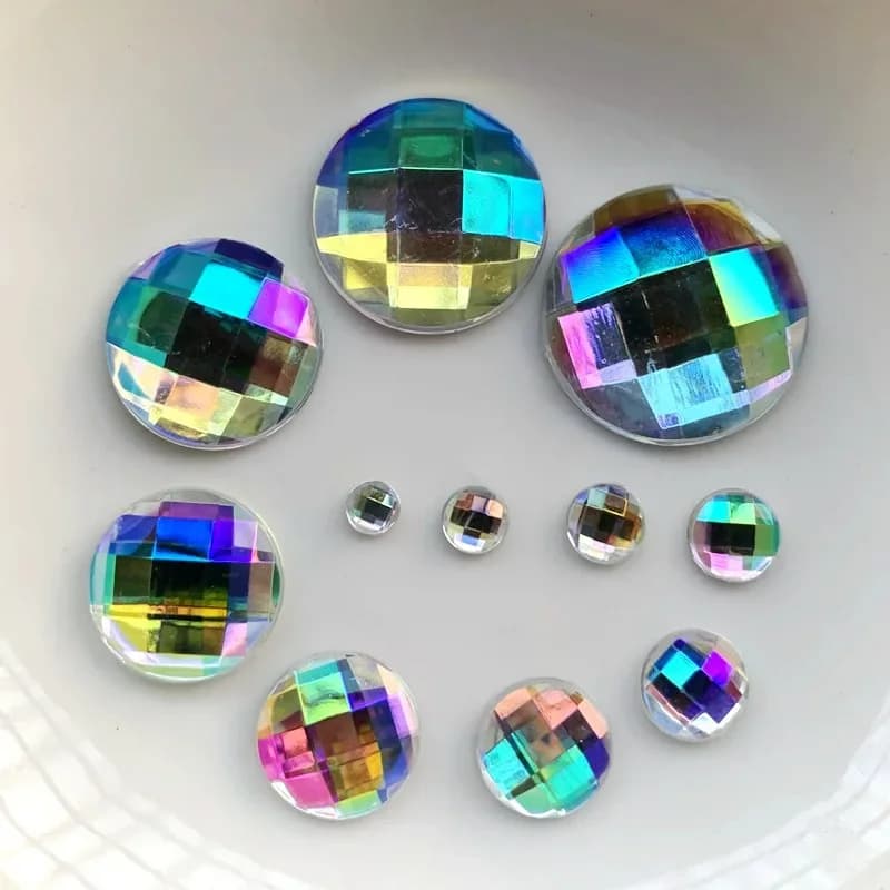 Strass à dos plat en acrylique, 4mm, 5mm, 6mm, 7mm, 8mm, 10mm, 12mm, 16mm, 18mm, 20mm, AB document, bijoux de bricolage fabriqués pour le mariage décoration