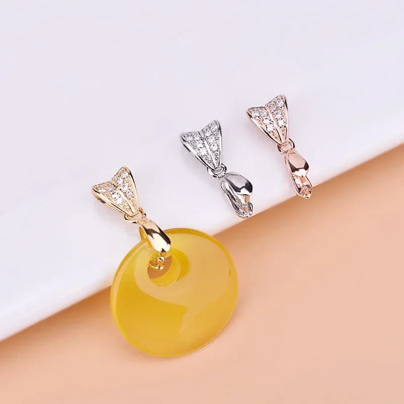 Boucle pendentif en argent S925, cire d'abeille émeraude, Jade, boucle de sécurité, fermoir, accessoires de bricolage faits à la main, boucle de collier