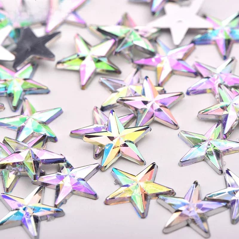 JUNAO 100 pièces 10mm cristal AB étoile Flatback Strass colle sur cristal diamants Non correcteurs Strass brillant visage Nail Art pierres