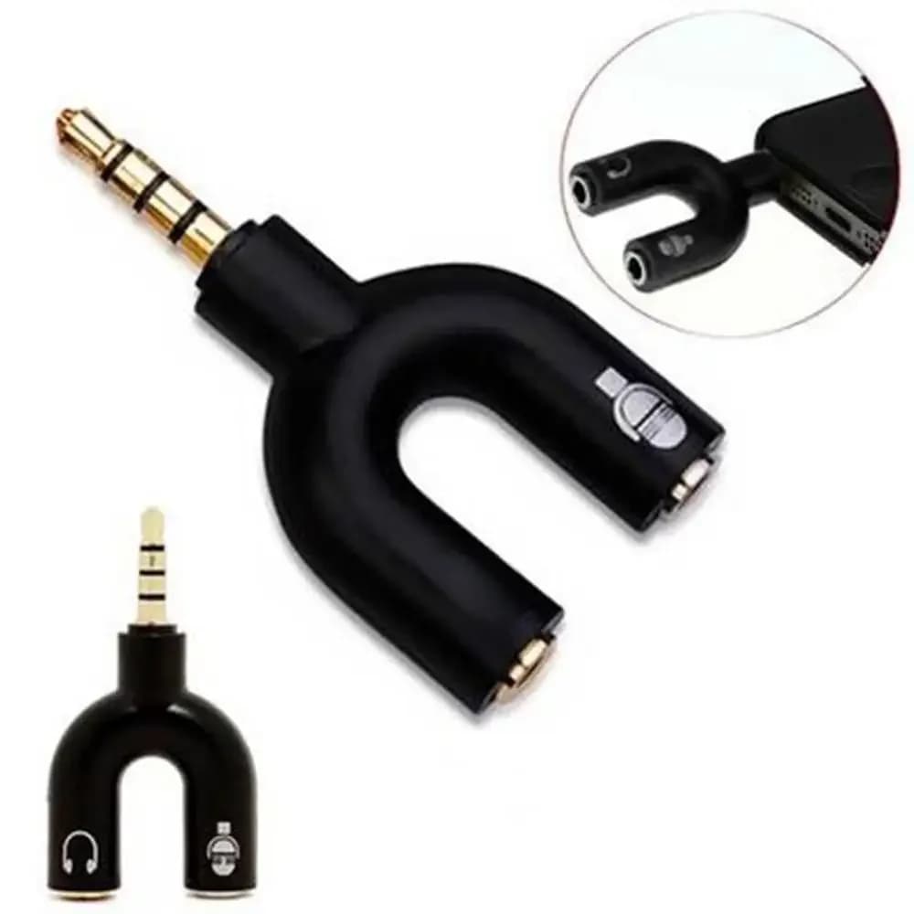 Adaptateur double en forme de U de 3.5mm, 1 pièce, prise casque, séparateur de câble Audio, Microphone, connecteur rotatif 2 en 1, adaptateur de prise Jack