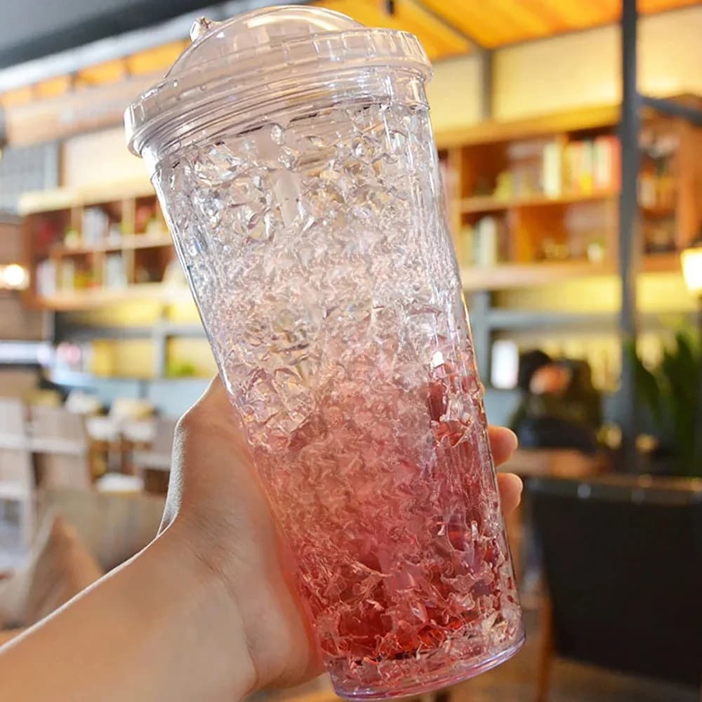 Gobelet d'été pour adultes, 550ml/450ml, avec verres à glace en paille, bouteille d'eau en plastique avec couvercle, pour réfrigération
