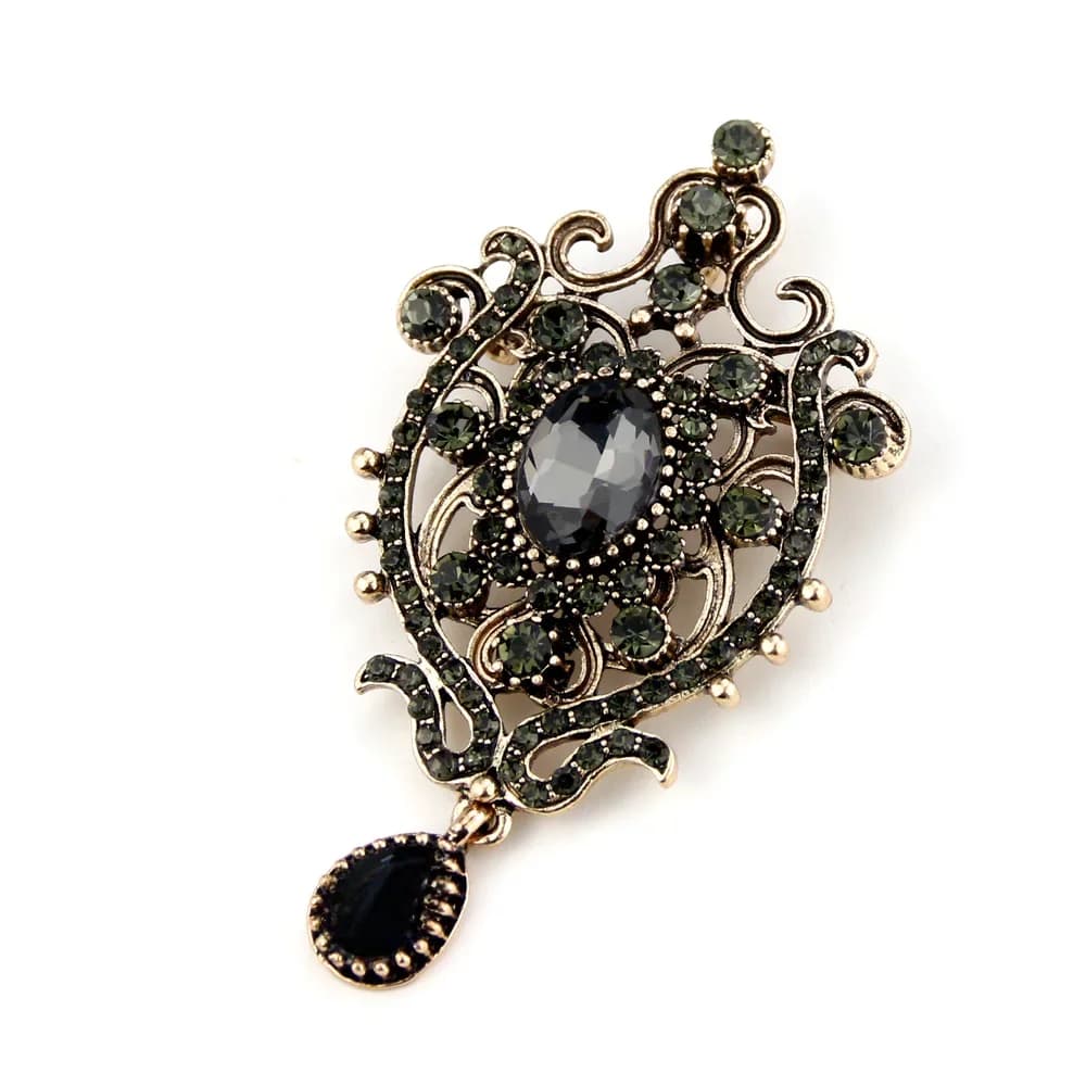 Sunspicems gris cristal bohême femmes broche turque ethnique Bijoux de mariage arabe fleur Hijab broches Bijoux Banquet cadeau
