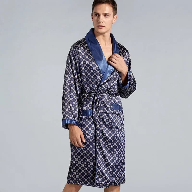 Robe Kimono de Luxe en Satin Soyeux pour Homme, Vêtements de Nuit à Manches sulf, Peignoir Respirant, Chemise de Nuit, Été, Maison, 5XL