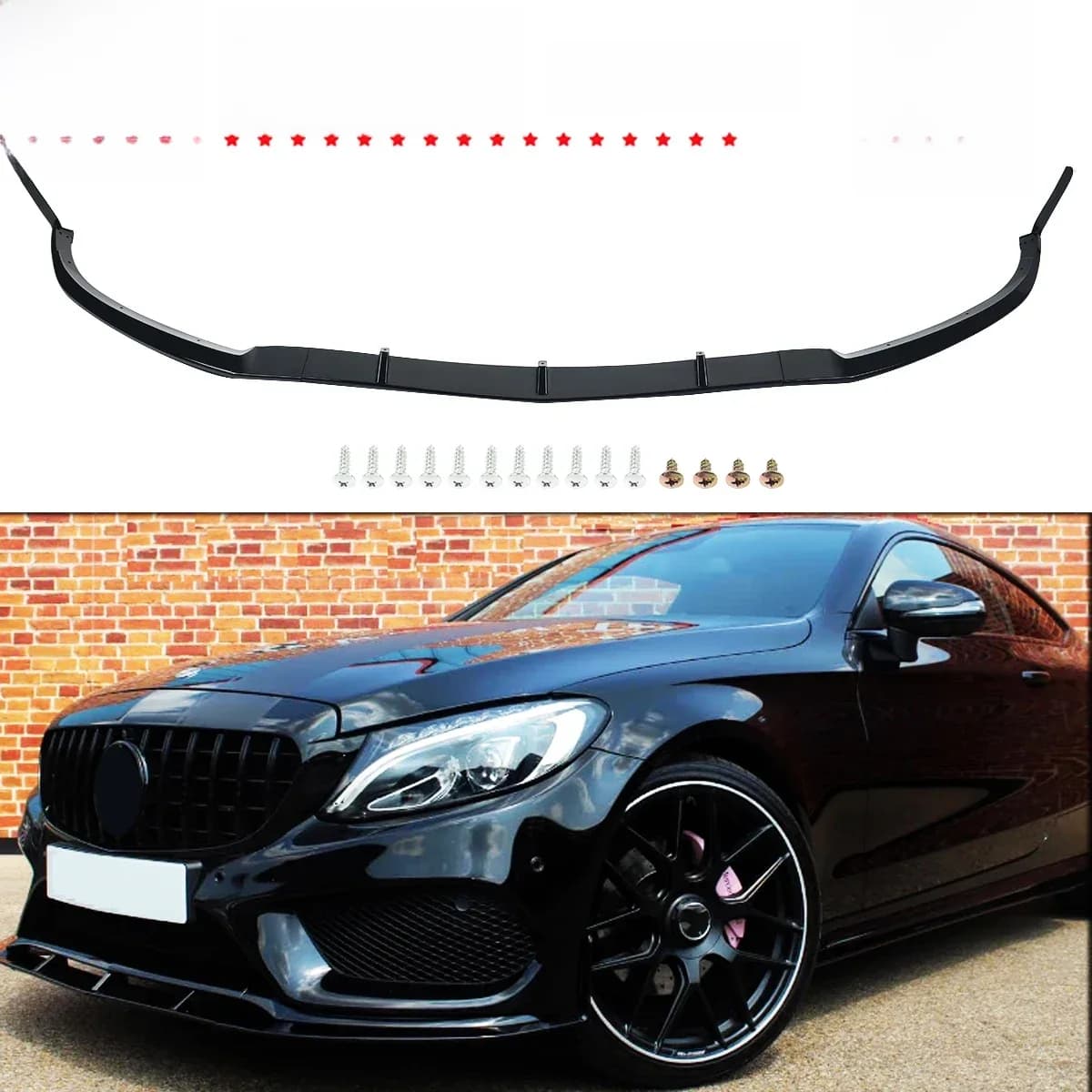 MagicKit ABS voiture pare-chocs avant becquet lèvre séparateur garniture pour Mercedes Benz classe C C205 W205 A205 2015 2016 2017 2018 voiture noire