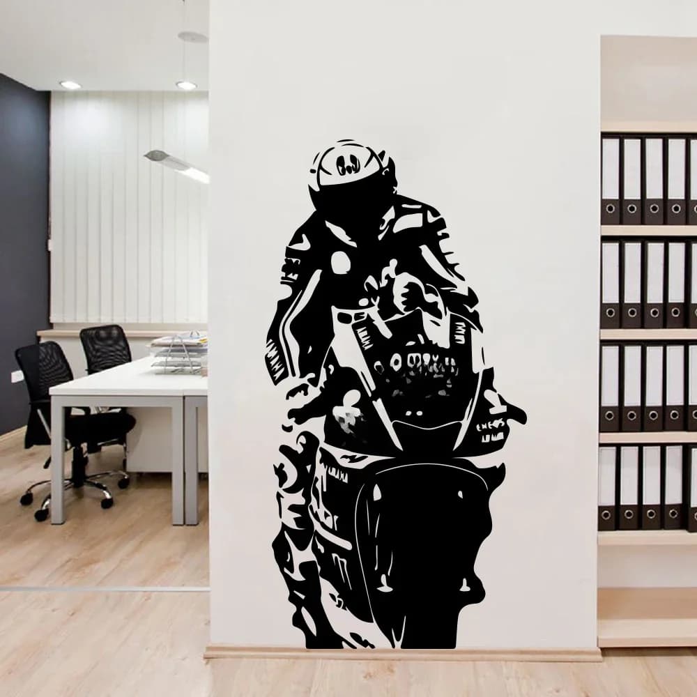 Autocollant mural en vinyle pour moto, grande taille, 93 autocollants modernes pour décoration de salon, décor de chambre à coucher