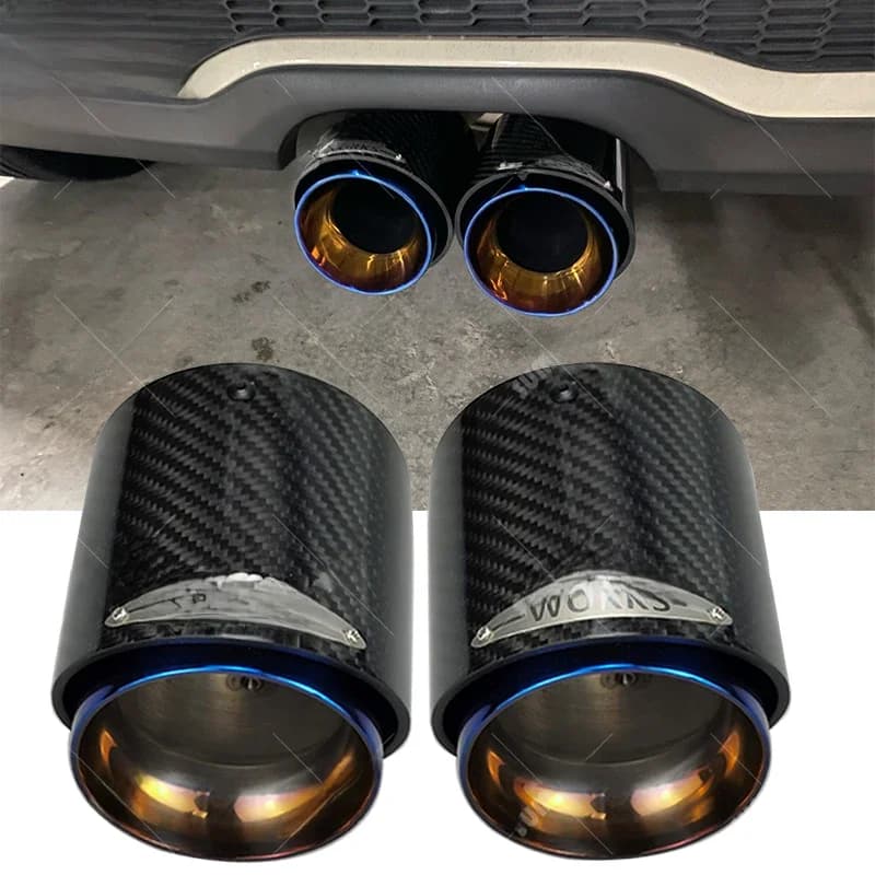 Véritable embout d'échappement SUMSOO en fibre de carbone noire effet bleu brûlé, compatible avec MINI Cooper S F54/F55/F56/F57/F60/R55 R56