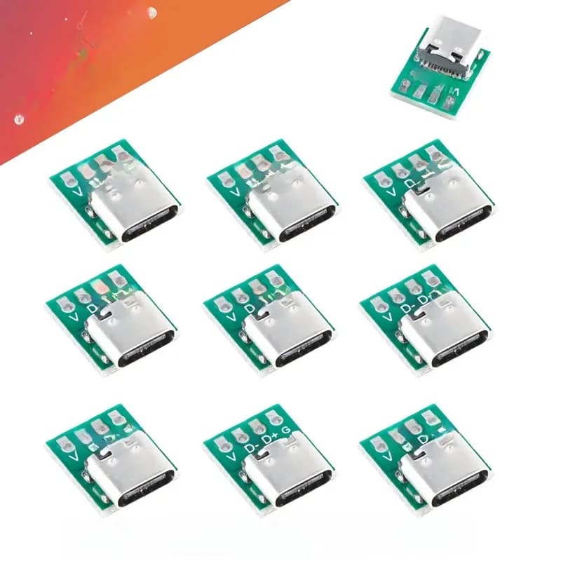 Connecteur USB 3.1 Type C, 10 pièces/5 pièces, adaptateur de carte PCB de Test à 16 broches, prise de connecteur 16P pour transfert de câble de ligne de données