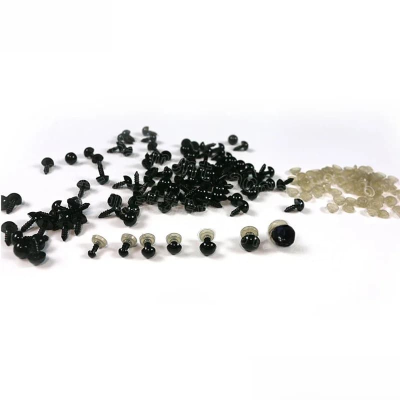 100 pièces/sac bricolage poupée jouet yeux jouet cacao vis noir haricot nez rond noir champignon yeux aiguille feutrage pour ours en peluche poupées jouet
