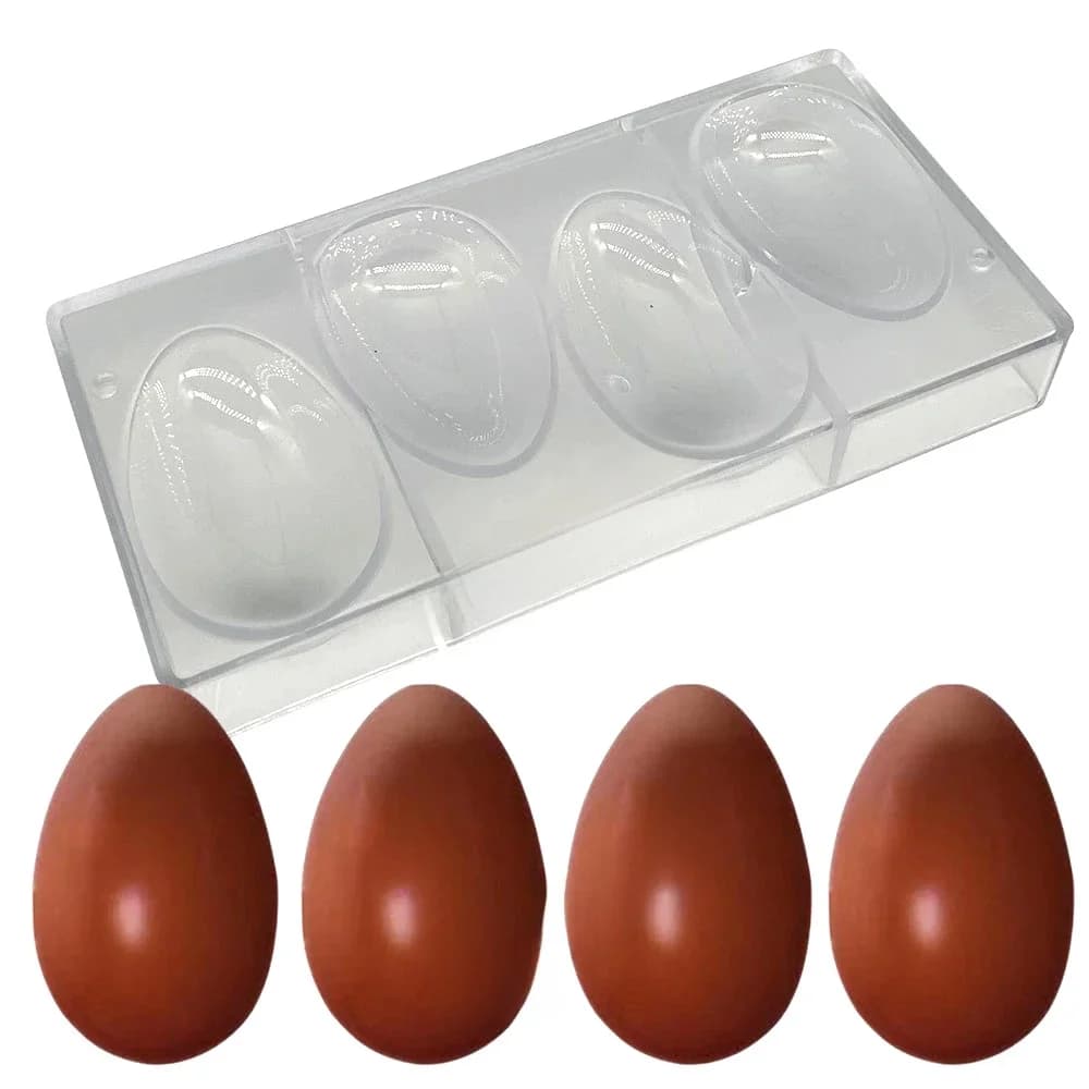 Moule à chocolat en polycarbonate pour œufs de Pâques, ustensiles de cuisson, outils de cuisson, décoration de bonbons et de gâteaux, 4 trous