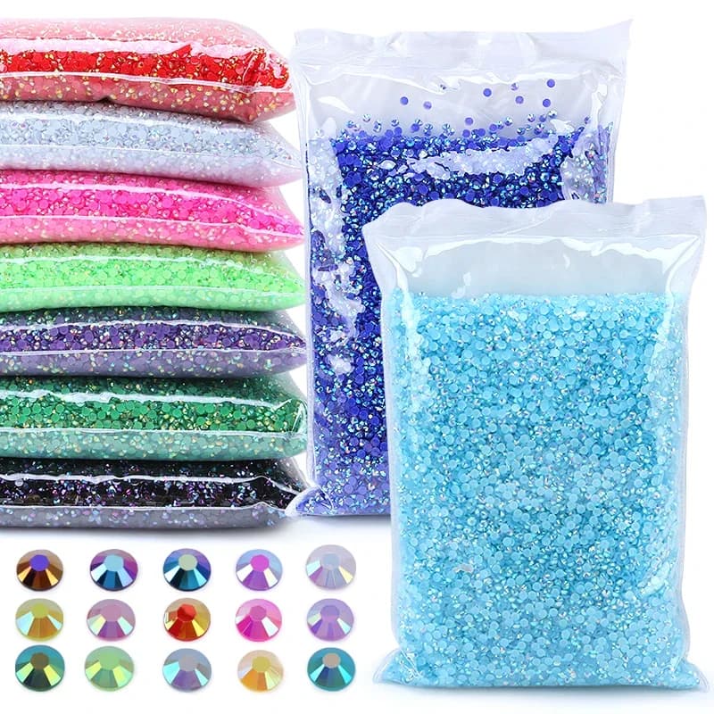 QIAO – strass en résine à paillettes, 2-5mm, gemmes pour ongles, strass à dos plat, colle sur cristaux pour accessoires de décoration, vente en gros