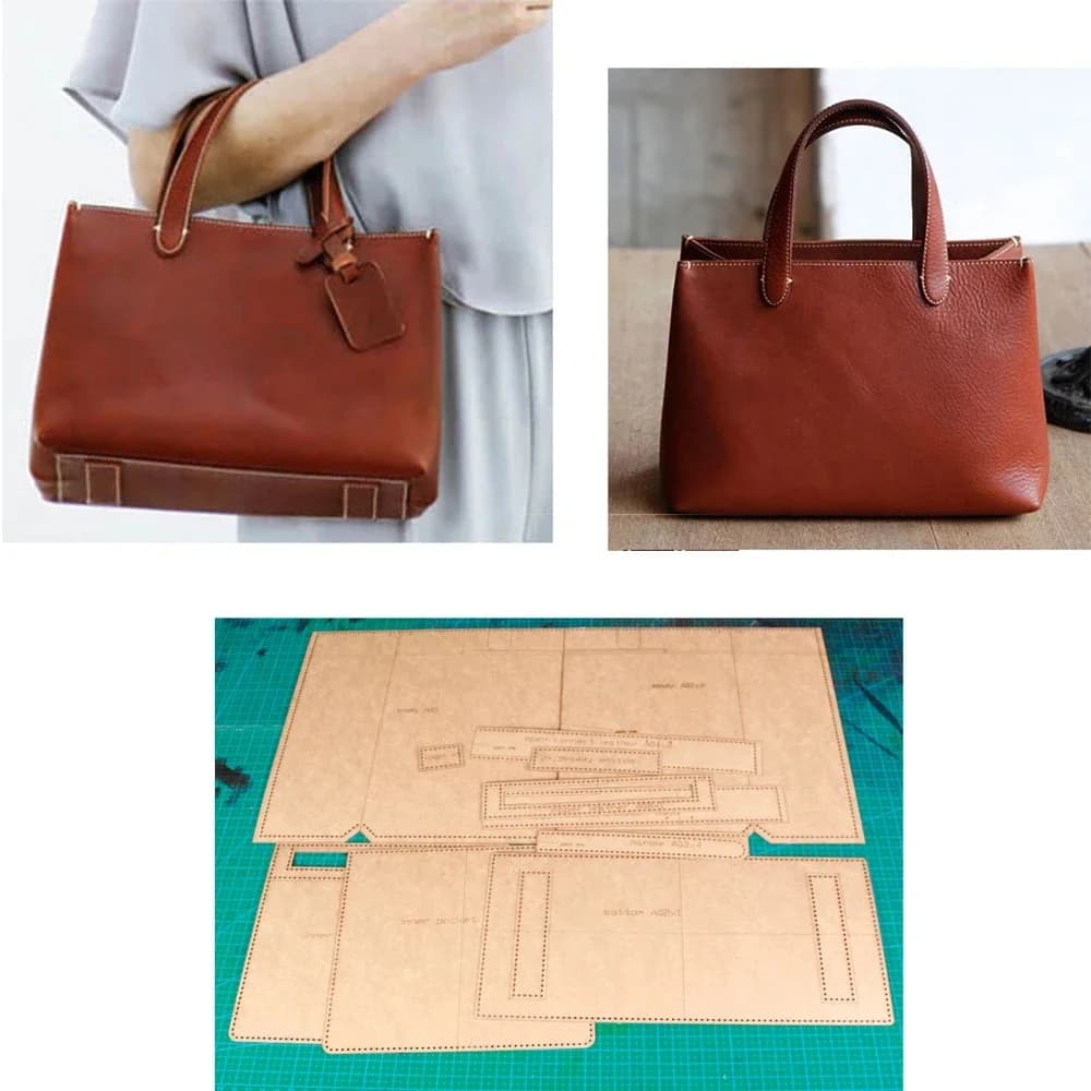 Modèle de couture en papier kraft pour femme, artisanat du cuir bricolage, sac à main, découpe, point de trou, version anglaise, 30x25x14cm, 500 g/m2